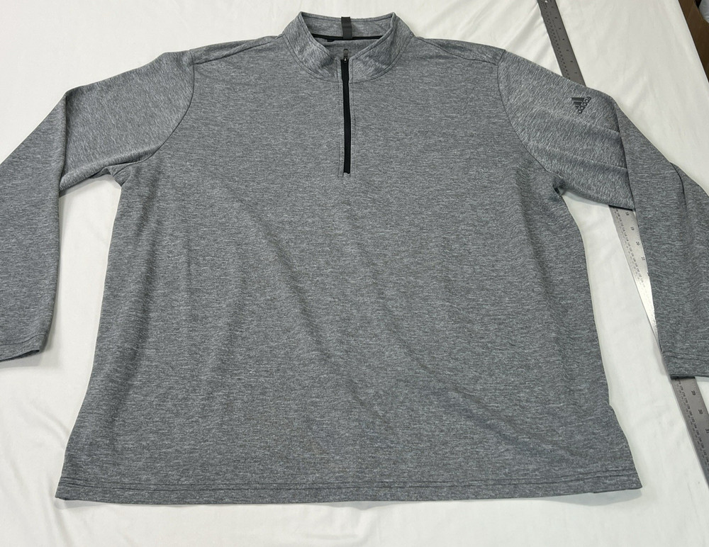 Adidas Shirt Mens 3XL Gray Breathable Stretch Quarter Zip Soccer Long Sleeve
