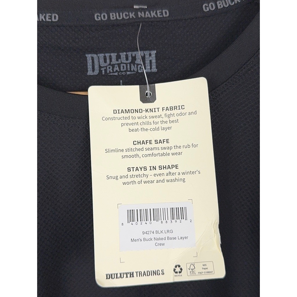 Duluth Trading Co Buck Naked Base Layer Crew Black Large gallery