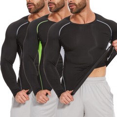 Men Compression Armour Base Layer Top Long Sleeve Thermal Gym Sports Under Shirt