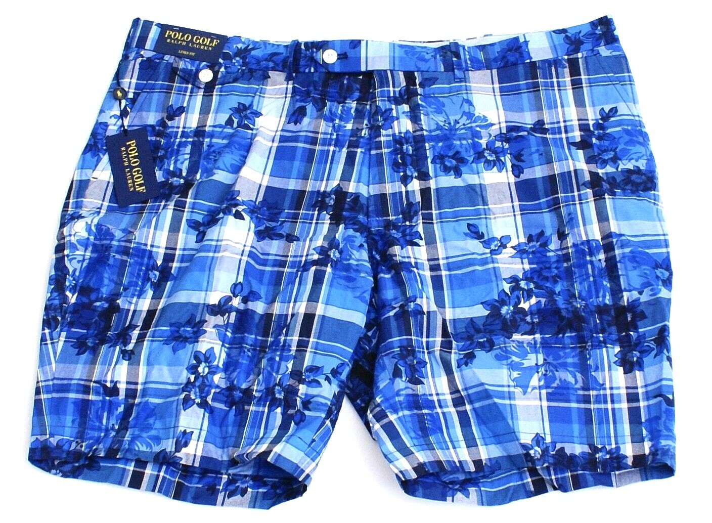 Polo Golf Ralph Lauren Links Fit Blue Plaid & Floral Golf Shorts Men's 42 NWT gallery