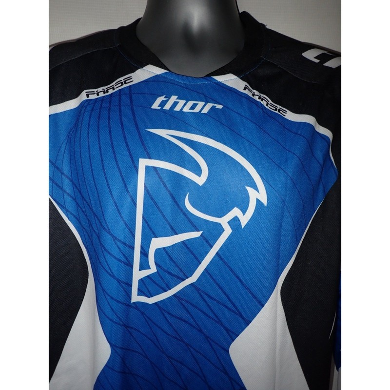 Thor Phase Jersey Shirt Men M Blue Motocross MX Racing Long Sleeve Dirt Bike y2K gallery