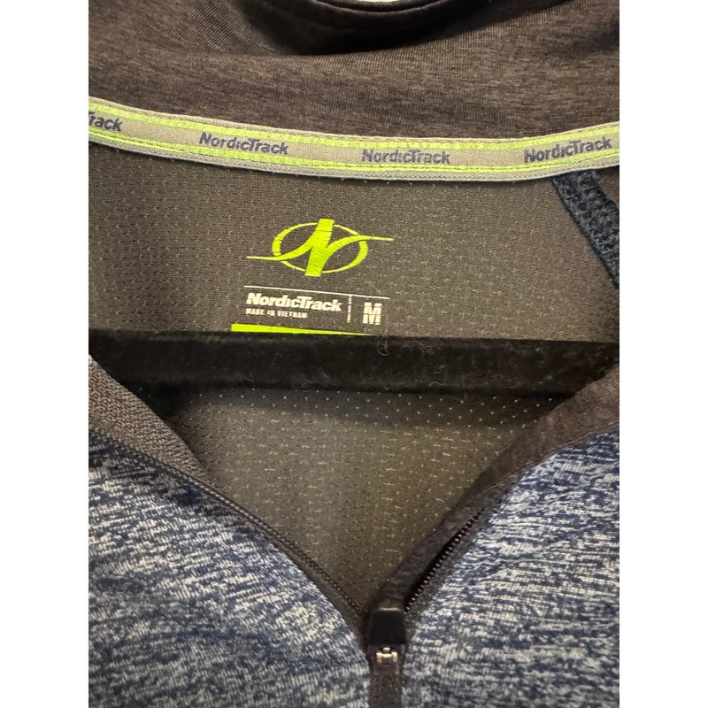NordicTrack Men’s Quarter Zip Pullover Sweater Size Medium Blue Gray Activewear gallery