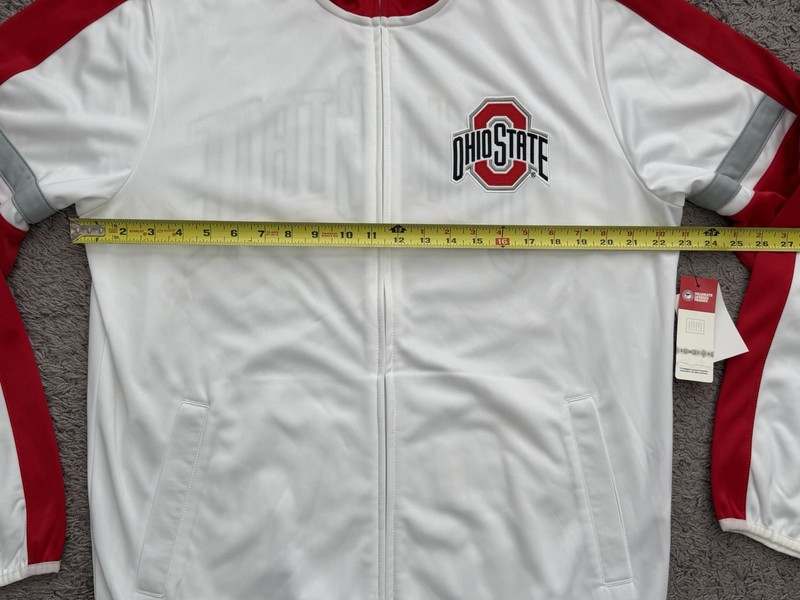 G-III Ohio State Buckeyes Jacket OSU Full Zip White Red Men's Size Large NEW gallery
