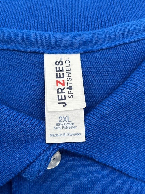 Jerzees Mens Spotshield Long Sleeve Jersey Polo Shirt 437ML Royal Size 2XL gallery