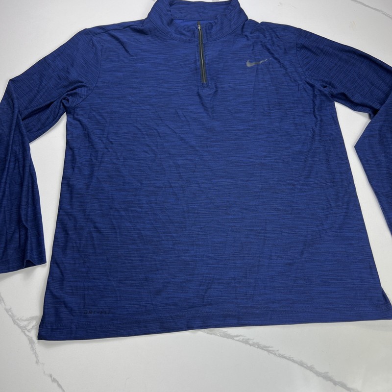 Nike Dri-Fit Men’s Medium 1/4 Zip L/S Heathered Blue Black STYLE 940177-492 gallery