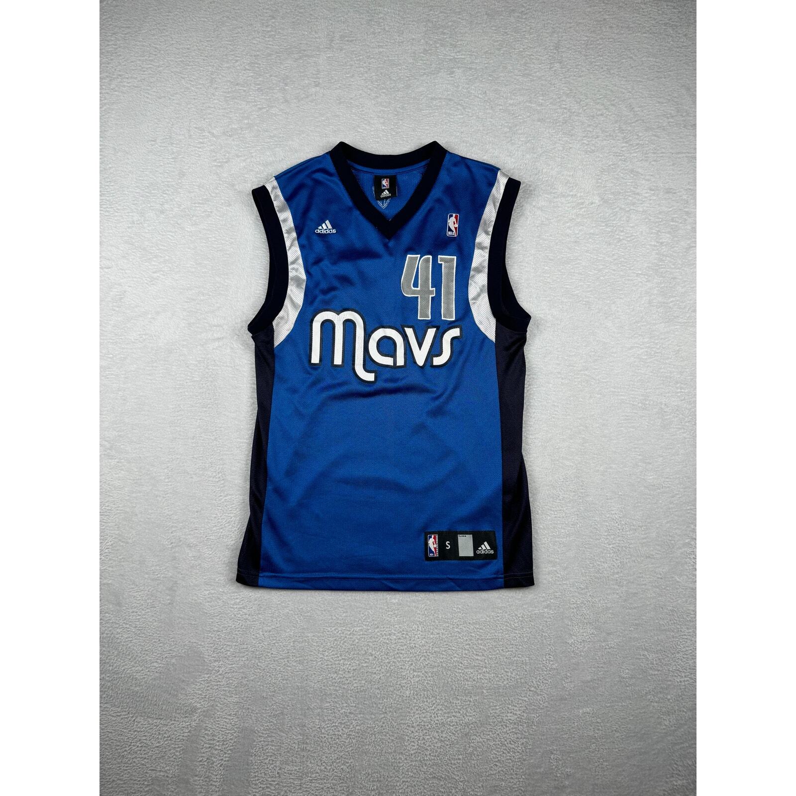 NBA Adidas Nowitzki Dallas Mavs #41 Blue Jersey Mens Small gallery