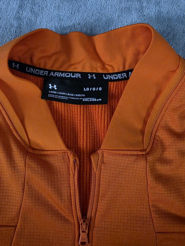 Under Armour ColdGear 1/2 Zip Pullover Men's Large Orange Loose Fit Jacket gallery