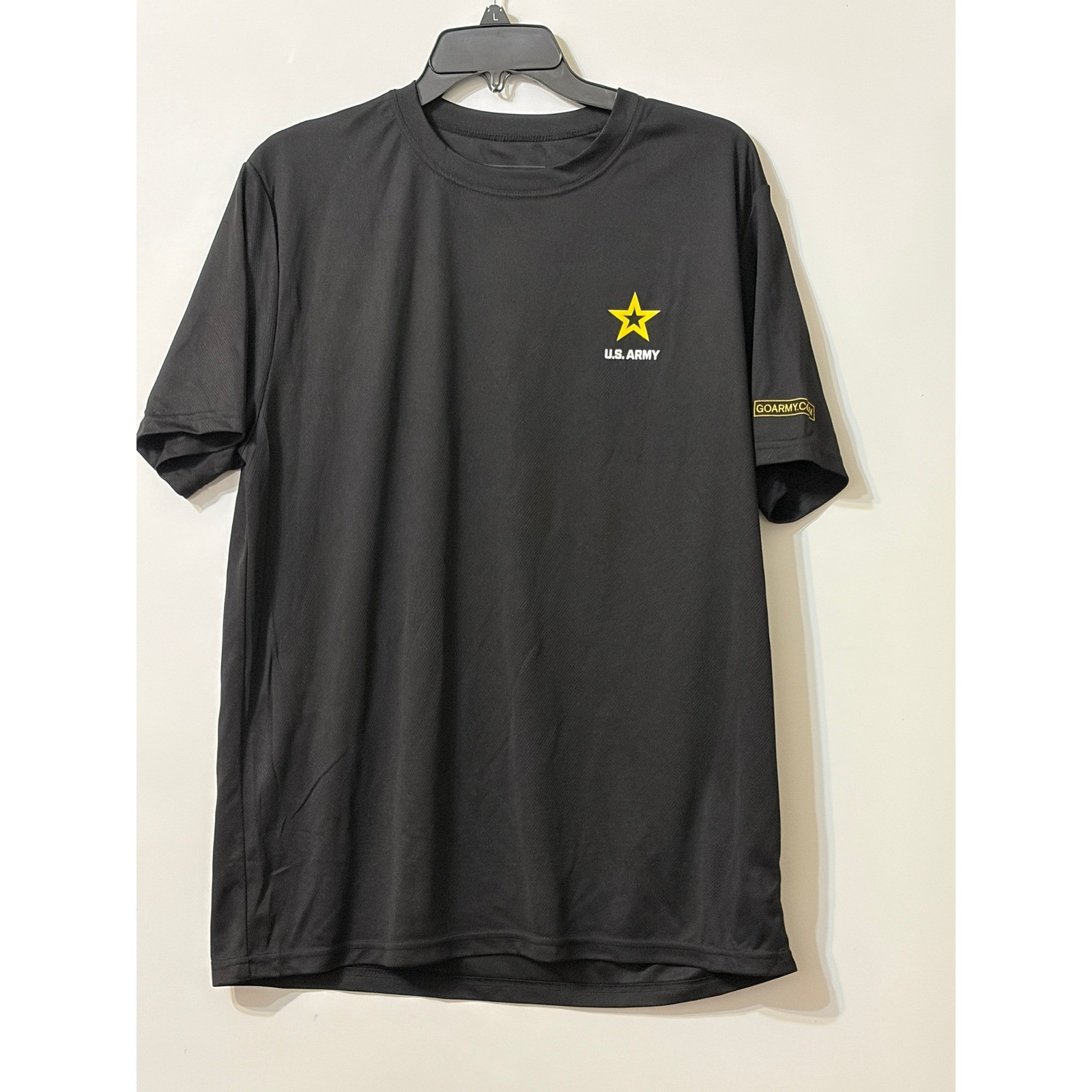 US Army Men Black Microfiber Performance Training T-Shirt Star Logo Large USA gallery