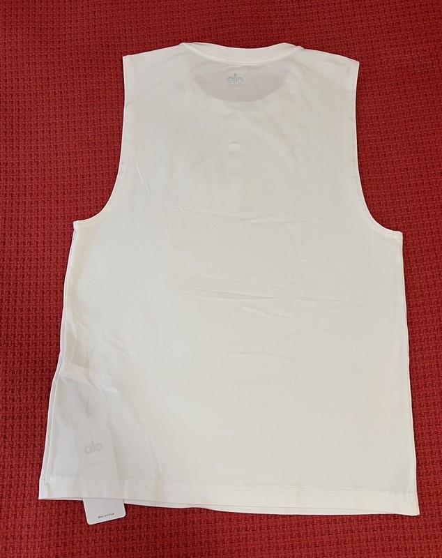 MENS ALO YOGA CONQUER MUSCLE TANK TOP SIZE SMALL WHITE SUPER SOFT BRAND NEW gallery