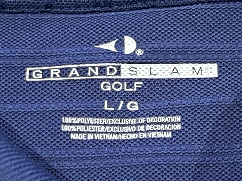 Grand Slam Solid Short Sleeve Golf Polo Shirt Men Large Blue 100% Polyester gallery