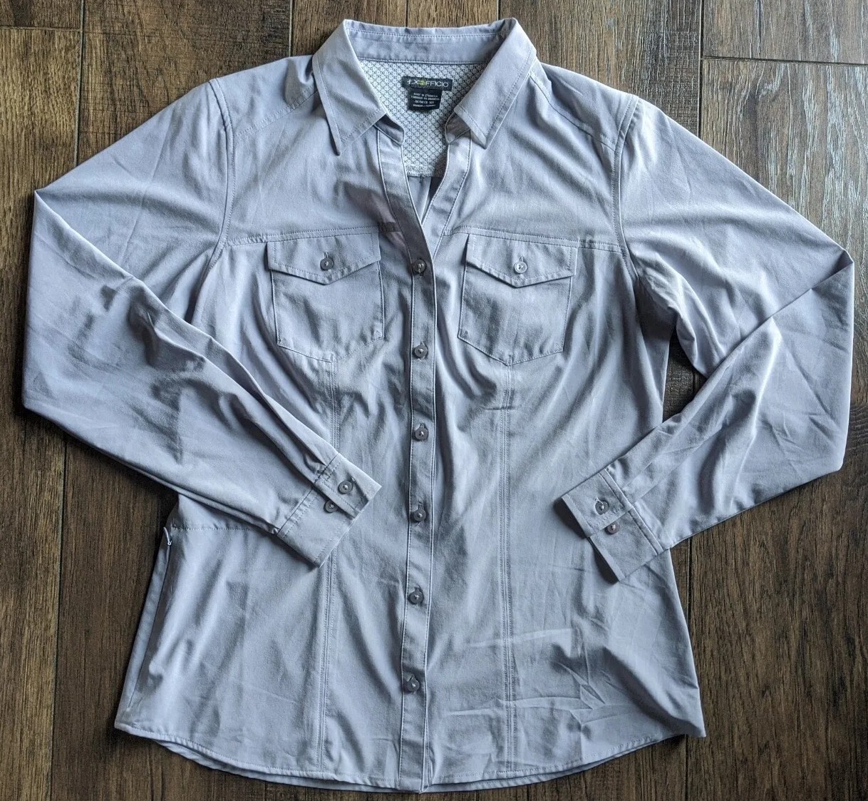 ExOfficio Mens Medium (48 in Chest) Gray Vented Back Roll-Tab Sleeve Button Down gallery