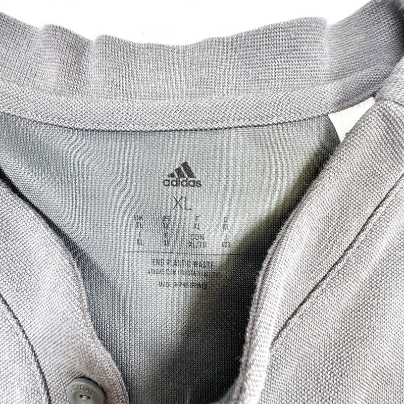 Adidas AEROREADY Shirt Mens XL Gray Short Sleeve 3 Stripe Henley Soccer gallery