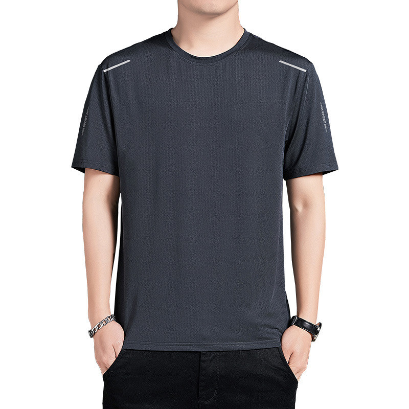 Summer men's quick-drying ice silk solid color sports short-sleeved T-shirt gallery