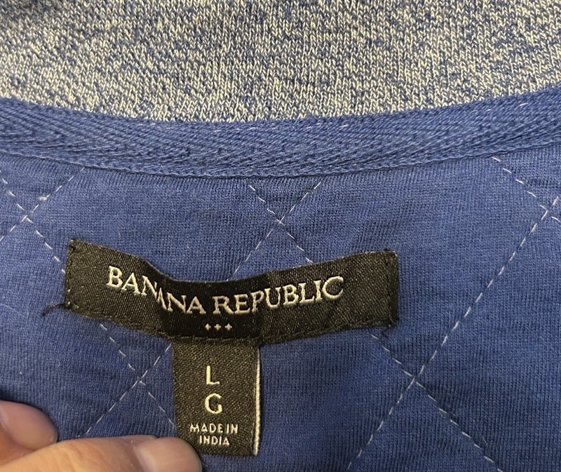 Banana Republic Mens 1/4 Zip Pullover Mock Neck Long Sleeve Blue Size L gallery
