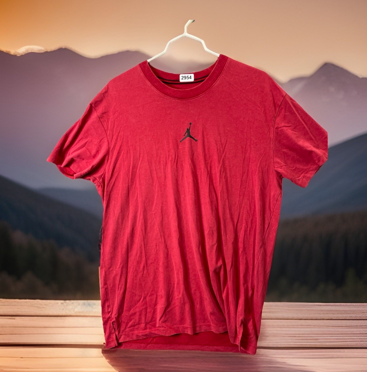 🔥 Jordan • Jump Man Red Logo Athletic Dri Fit Training Shirt • Men’s Size L gallery