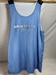 Mens Mesh Lined Sleeveless Light Blue / White Reversible Basketball Jersey Sz SM