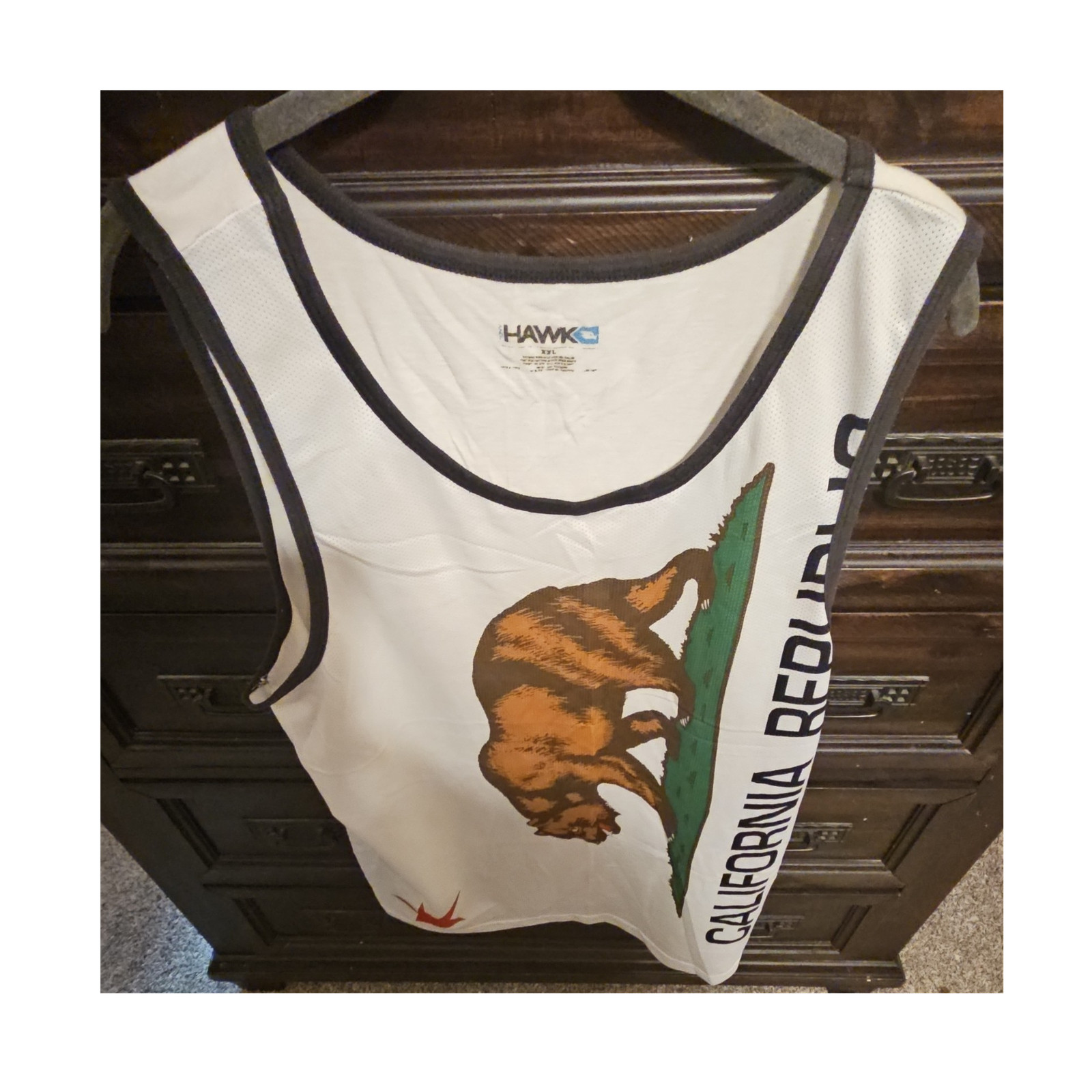 Tony Hawk California Republic Bear Graphic Tank Top XL White Mesh Sleeveless gallery