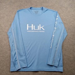Huk Shirt Mens Medium Blue Performance Fishing Long Sleeve Athletic Crew Top