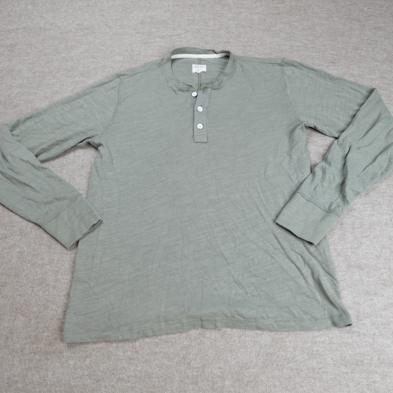 Rag & Bone Mens Shirt Medium Green Henley Cotton gallery