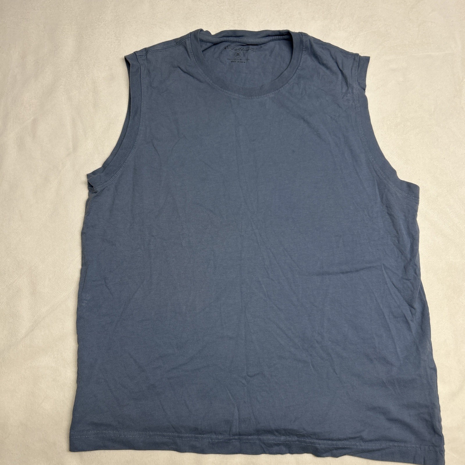 Eddie Bauer Mens Medium Sleeveless Tank Top Blue Cotton Casual Crew Neck Shirt gallery