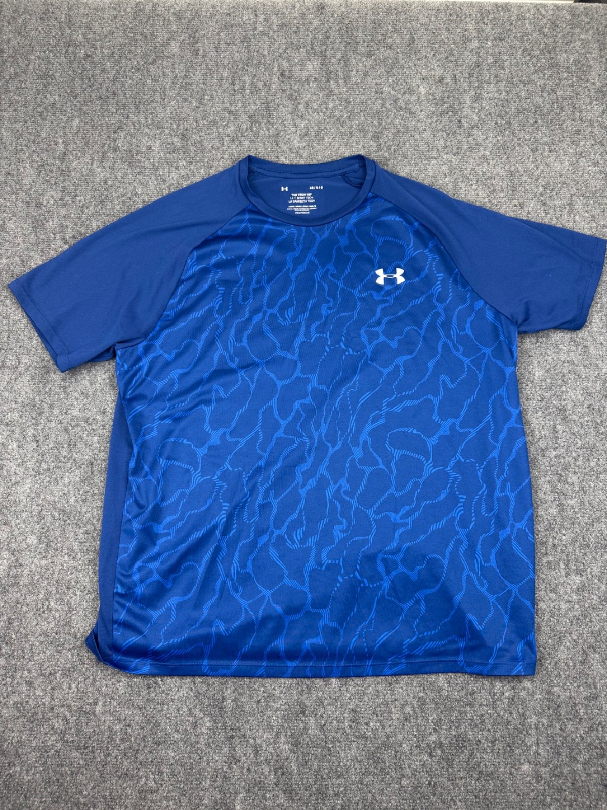 Under Armour The Tech Tee Mens Sz L Blue HeatGear Camo Print Loose LightWeight gallery