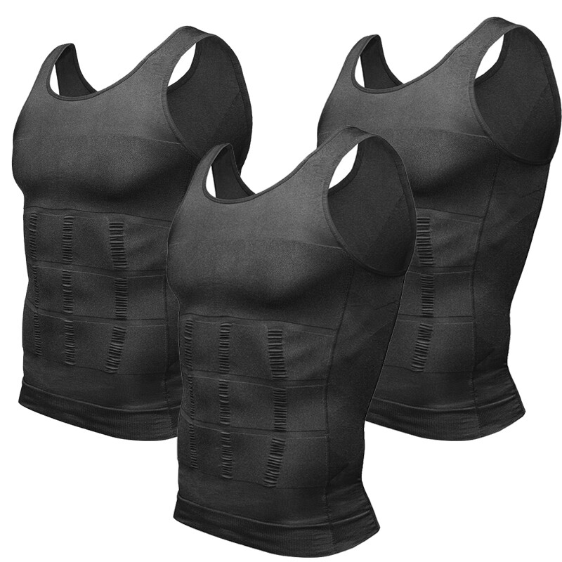 3 Packs Men Compression Shirt Slimming Body Shaper Vest Abs Abdomen Workout Tank gallery