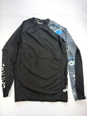 LAFROI Burst Men’s Large Rash Guard Long Sleeve Compression Shirt Black Patterne