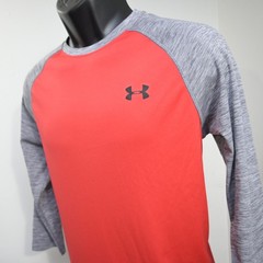 Under Armour Gym Shirt 3/4 Sleeve Red HeatGear Fitted Mens Size Medium