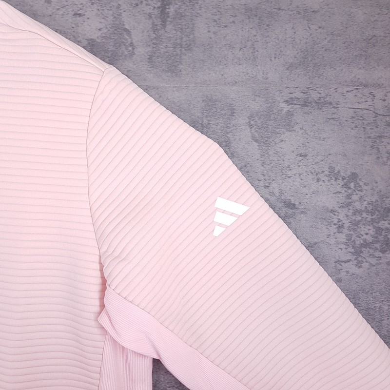 ADIDAS ULTIMATE365 DWR Textured 1/4 Zip Pullover Golf Sweater Mens LARGE Pink gallery