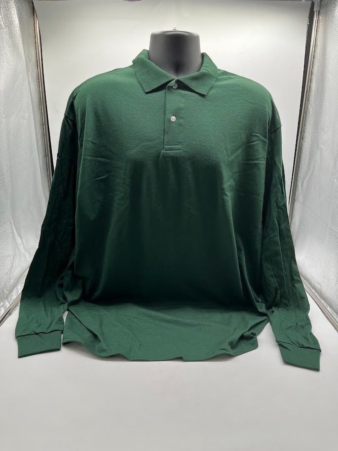 Jerzees Mens Spotshield Long Sleeve Jersey Polo Shirt 437ML Forest Green 2XL gallery