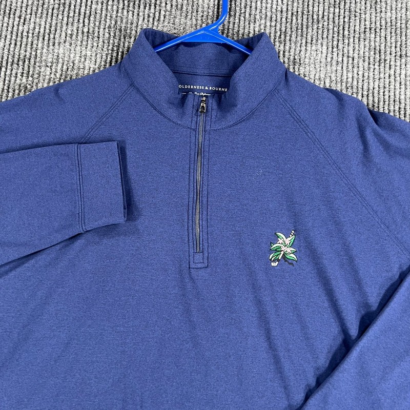 Holderness & Bourne Pullover Shirt Mens XL Extra Large Blue Long Sleeve Golf 1/4 gallery