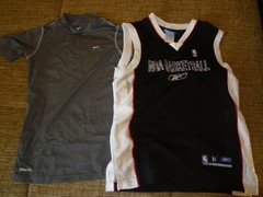 Set of two Boys top:Reebok sleevless NBA Basketball top (M) , NikeFit-Dry top L