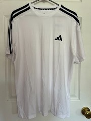 Adidas Mens Active 3 Stripes Short Sleeve Tee Shirt Crew Neck White new