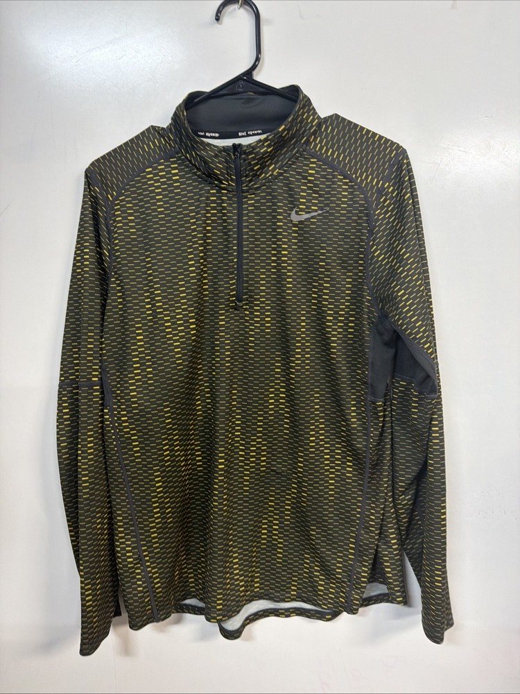 Nike Dri-fit 1/4 Zip Long Sleeve Black and Yellow Size L