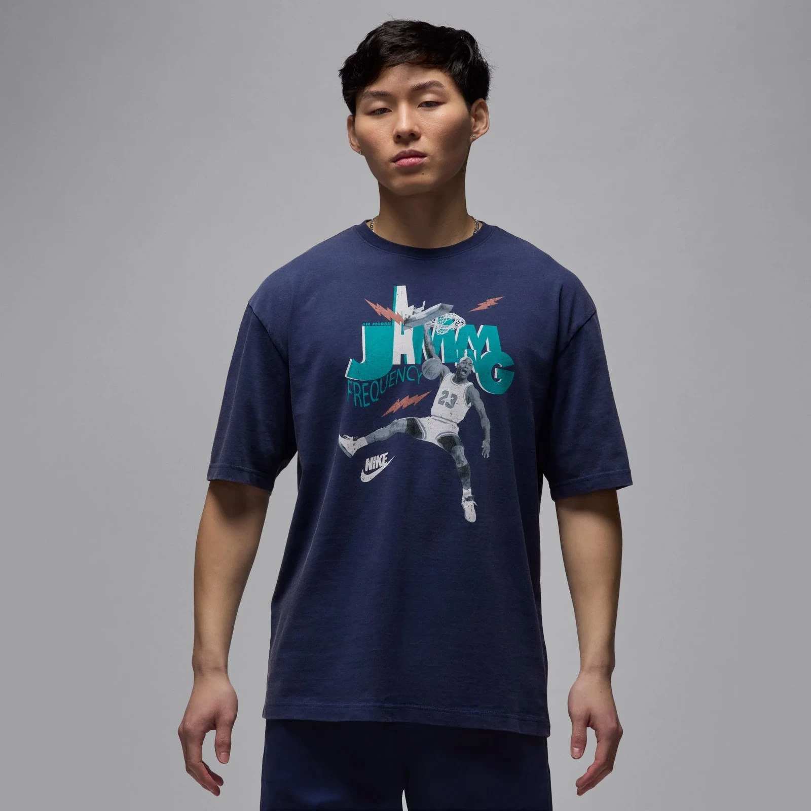 Air Jordan Shirt Jumpman Mens Retro Graphic Heavyweight Cotton Tee Navy Blue XL gallery