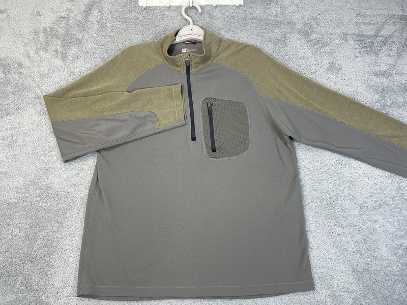 GAP Pullover Mens Large Gray Green Quarter Zip Athletic Fit Nylon Pocket Tech gallery
