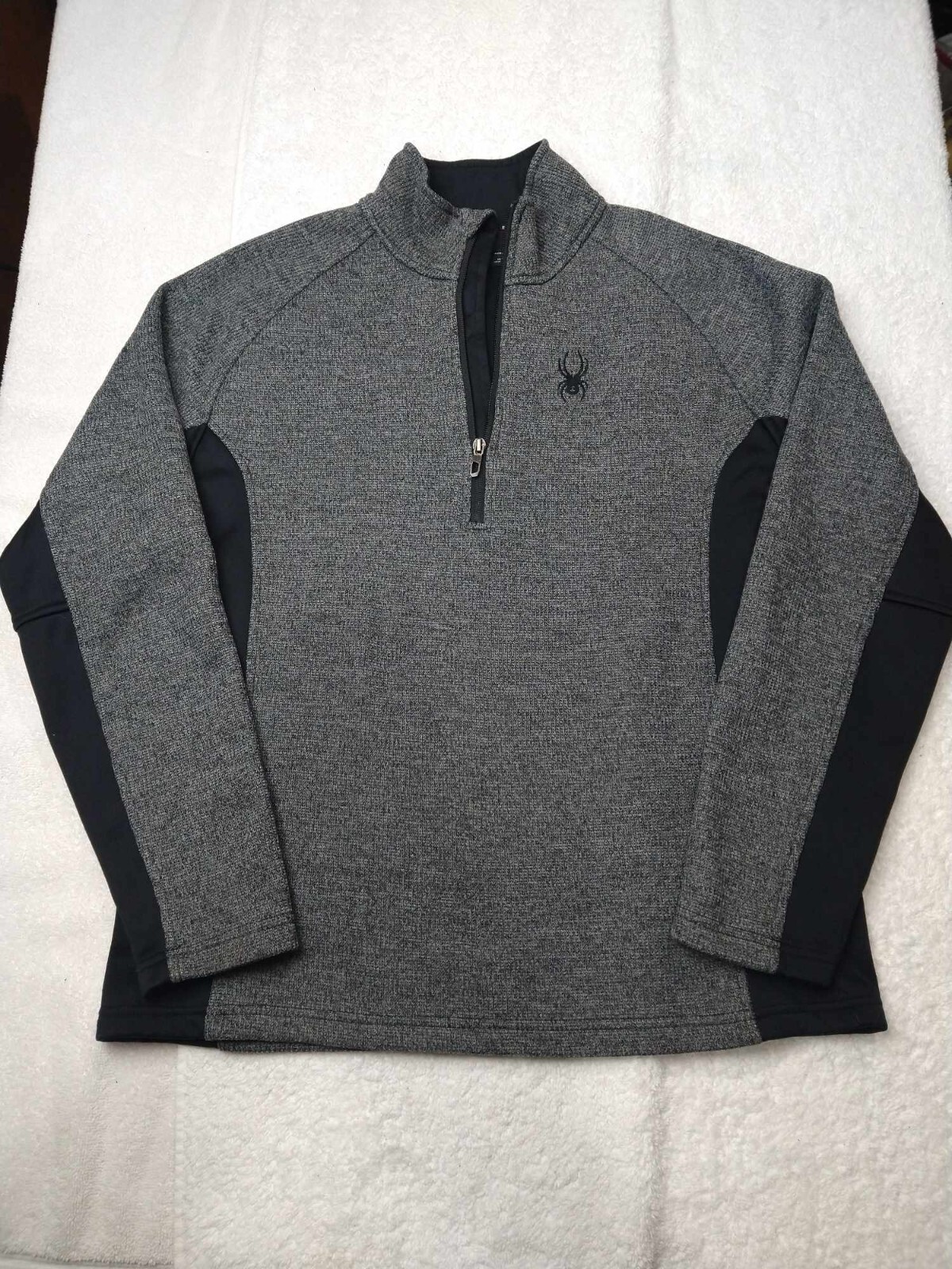 SPYDER BRAND- GRAY & BLACK 1/4 ZIP LONG SLEEVE PULLOVER- SIZE LARGE gallery