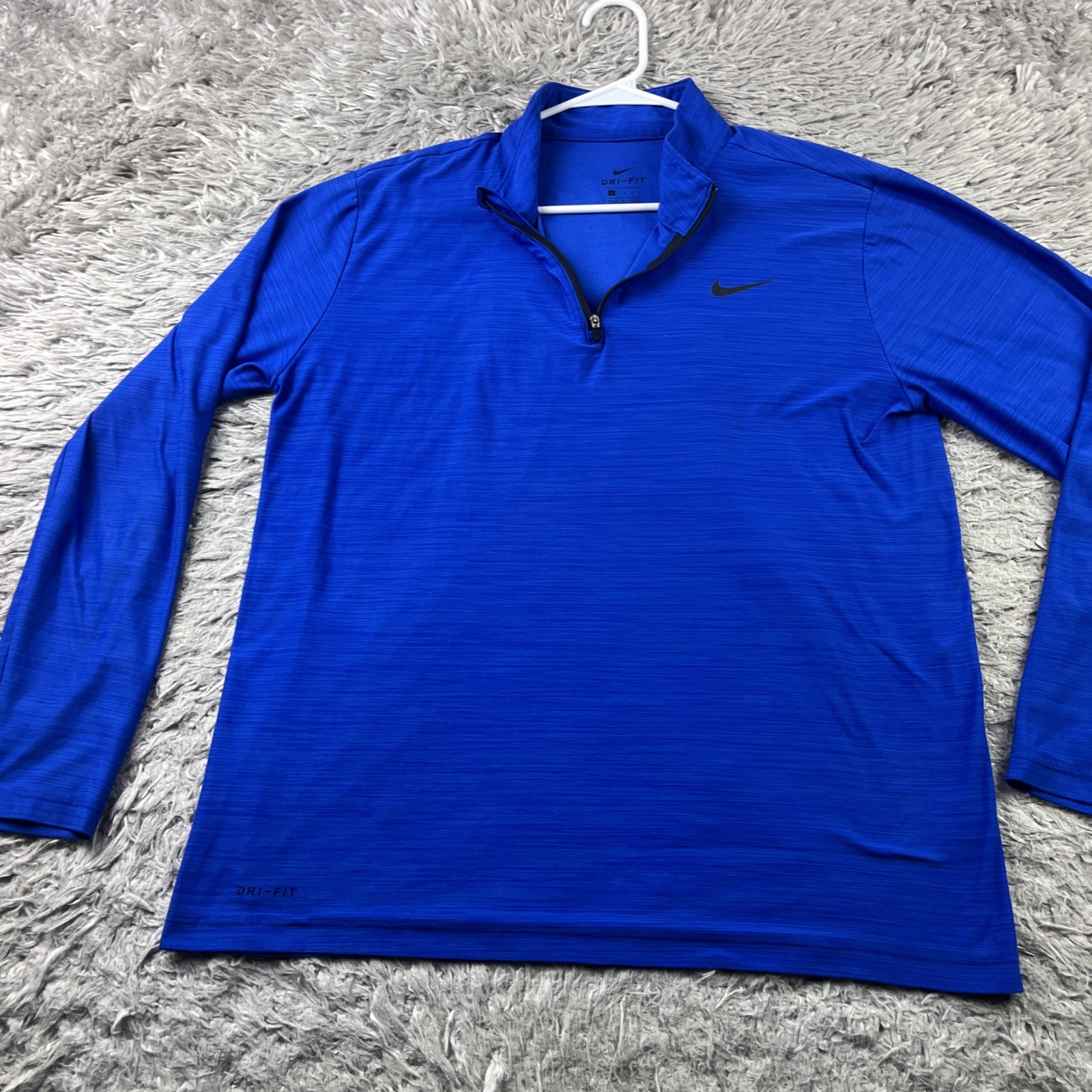 Nike Men's Breathe Dri-Fit 1/4 Zip Long Sleeve Training Shirt Large Blue Running gallery