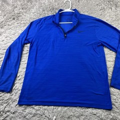 Nike Men’s Breathe Dri-Fit 1/4 Zip Long Sleeve Training Shirt Large Blue Running