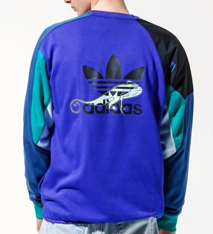 Adidas Originals Mens Soccer Purple Multicolor Logo Sweatshirt FM3697 Rare NEW gallery
