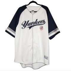 Yankees 2XL Button Down Jersey White/Navy/Red by Dynasty MLB Genuine Baseball