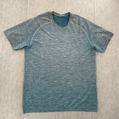 Lululemon Shirt Adult Large Blue Metal Vent Breathe Crew Short Sleeve Mens L