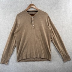 Rag & Bone Henley Shirt Mens XL Brown Slub Long Sleeve Quiet Luxury Minimalist