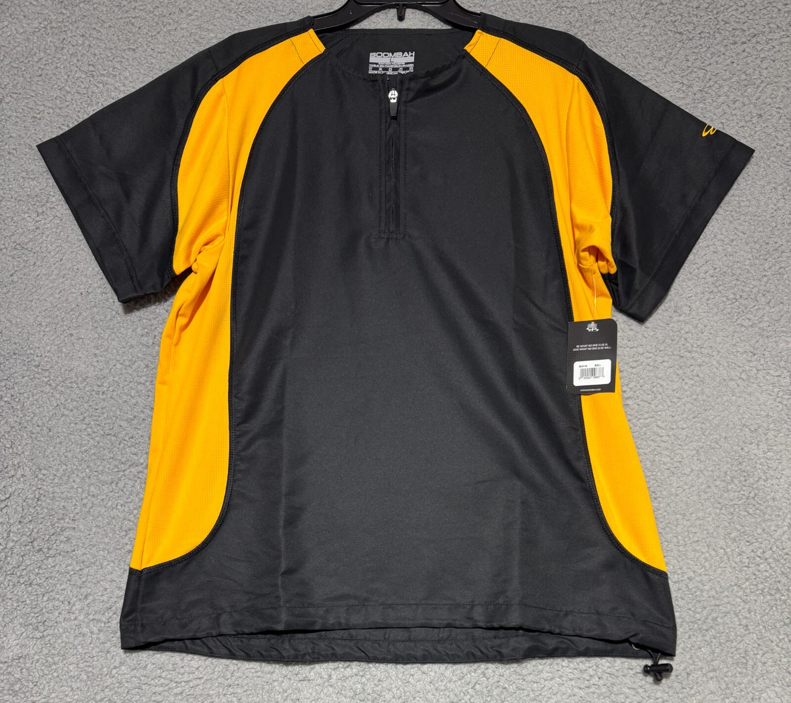 Boombah Explosion 1/4 Zip Short Sleeve Pullover shirt Black Yellow Mens Large gallery