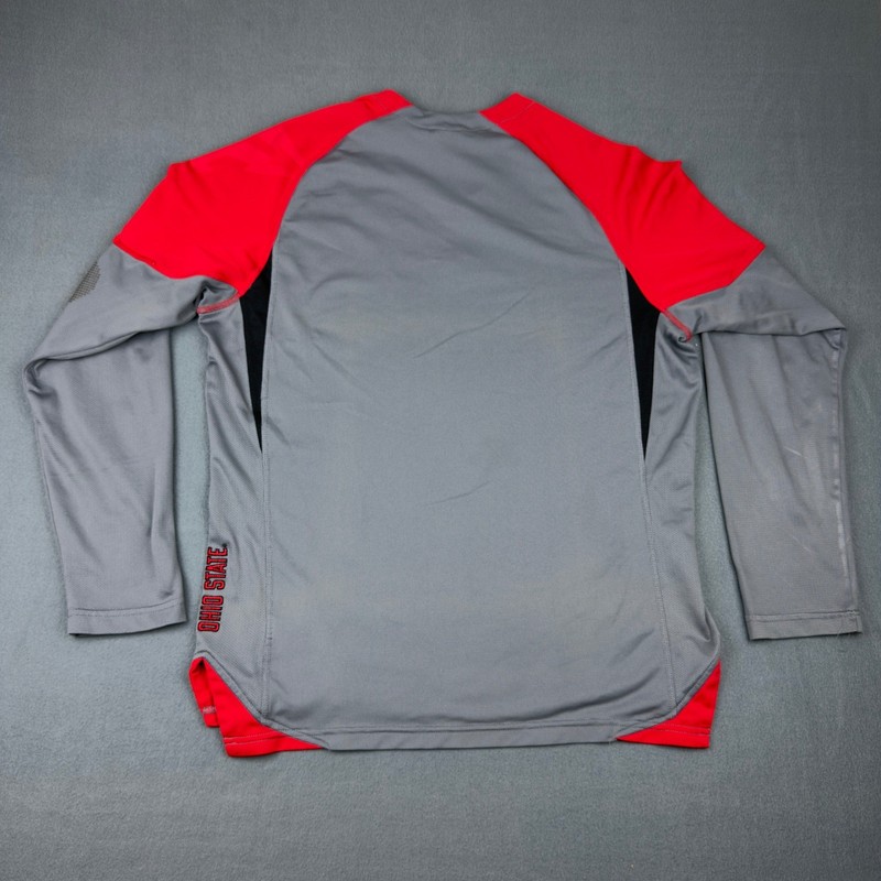 Nike Team Ohio State Buckeyes Gray Red Long Sleeve Training Shirt Mens Large gallery