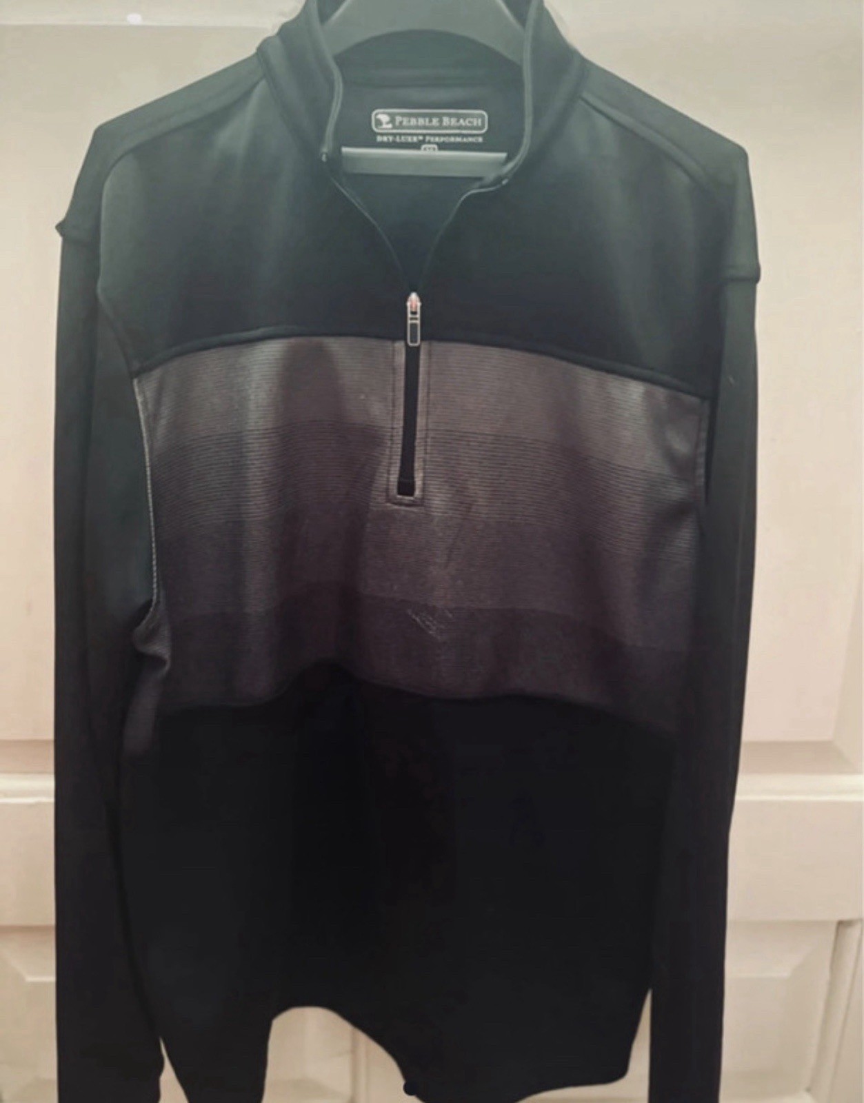 Pebble Beach Dry-Luxe Performance 1/4 Zip Mock Neck Golf Pullover M Black/Gray gallery