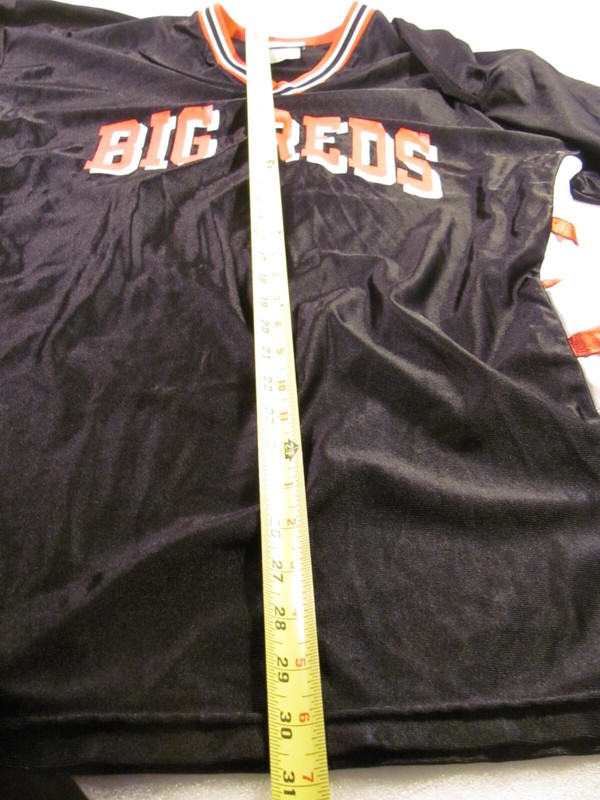Rawlings Big Reds Jersey Unisex L Black with White Side Stripe High School Vtg gallery