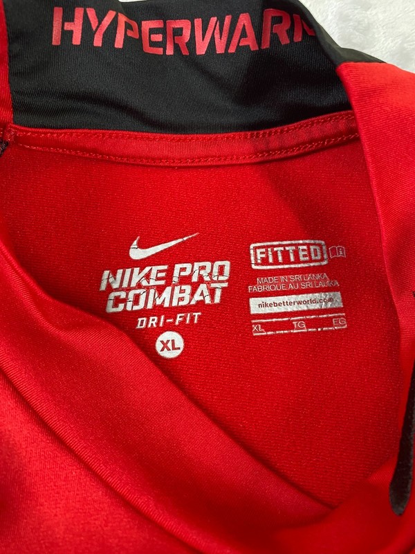 Nike Pro Combat Hyperwarm Mock Neck Top Men XL Red Black Dri-FIT Fitted Base gallery
