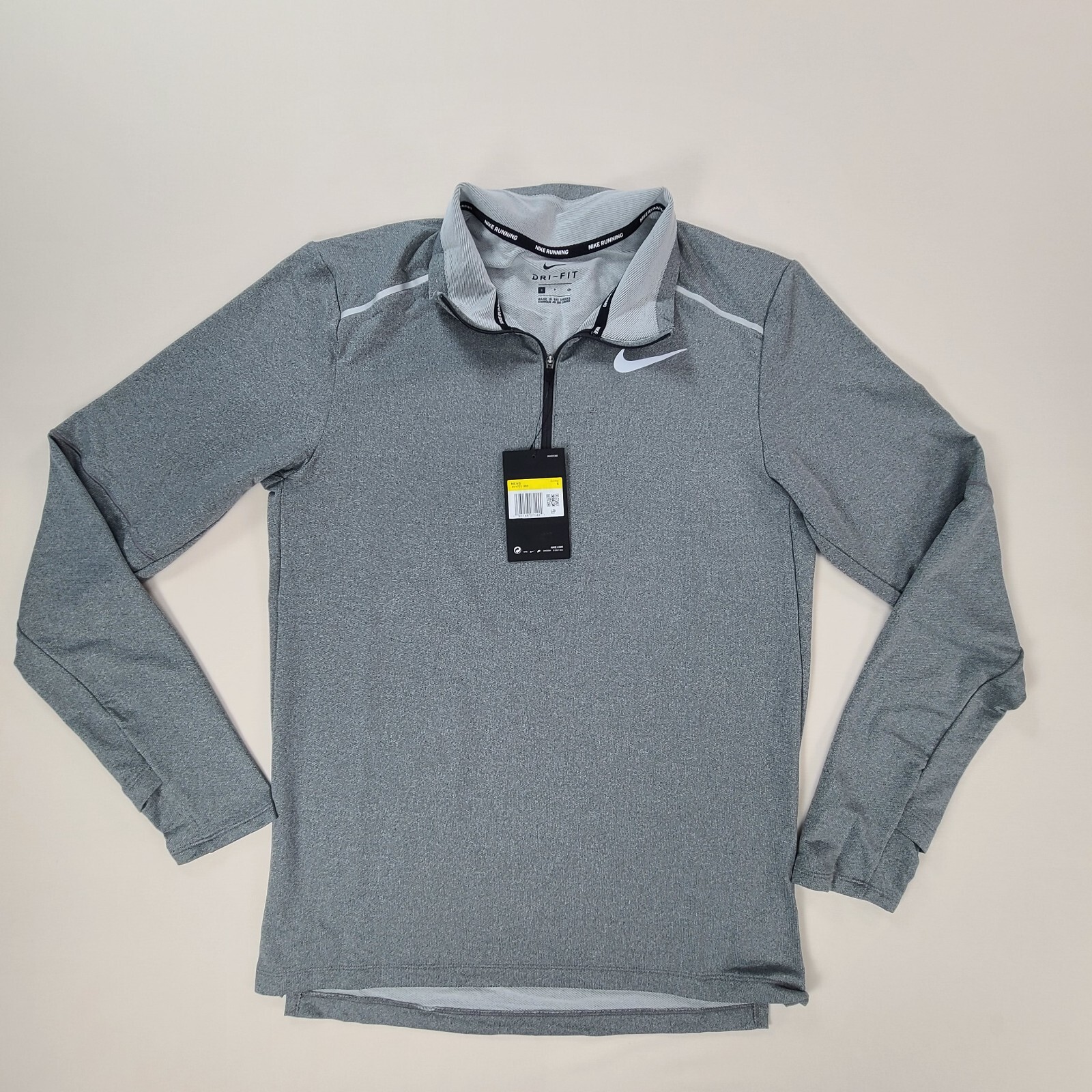 Nike Mens Shirt Adult Small Gray Zip Running Long Sleeve Training Athletic gallery