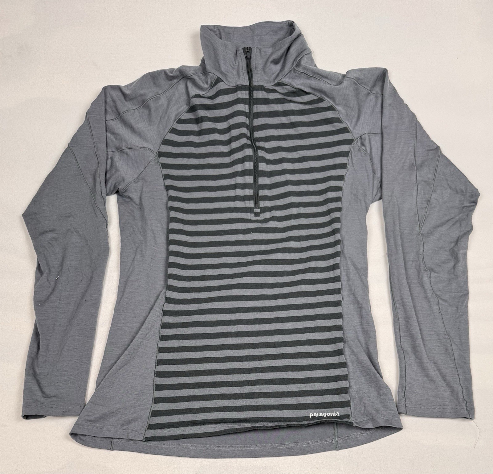 Patagonia Half Zip Wool Blend Long Sleeve Sweater Gray Stripe Men’s M gallery